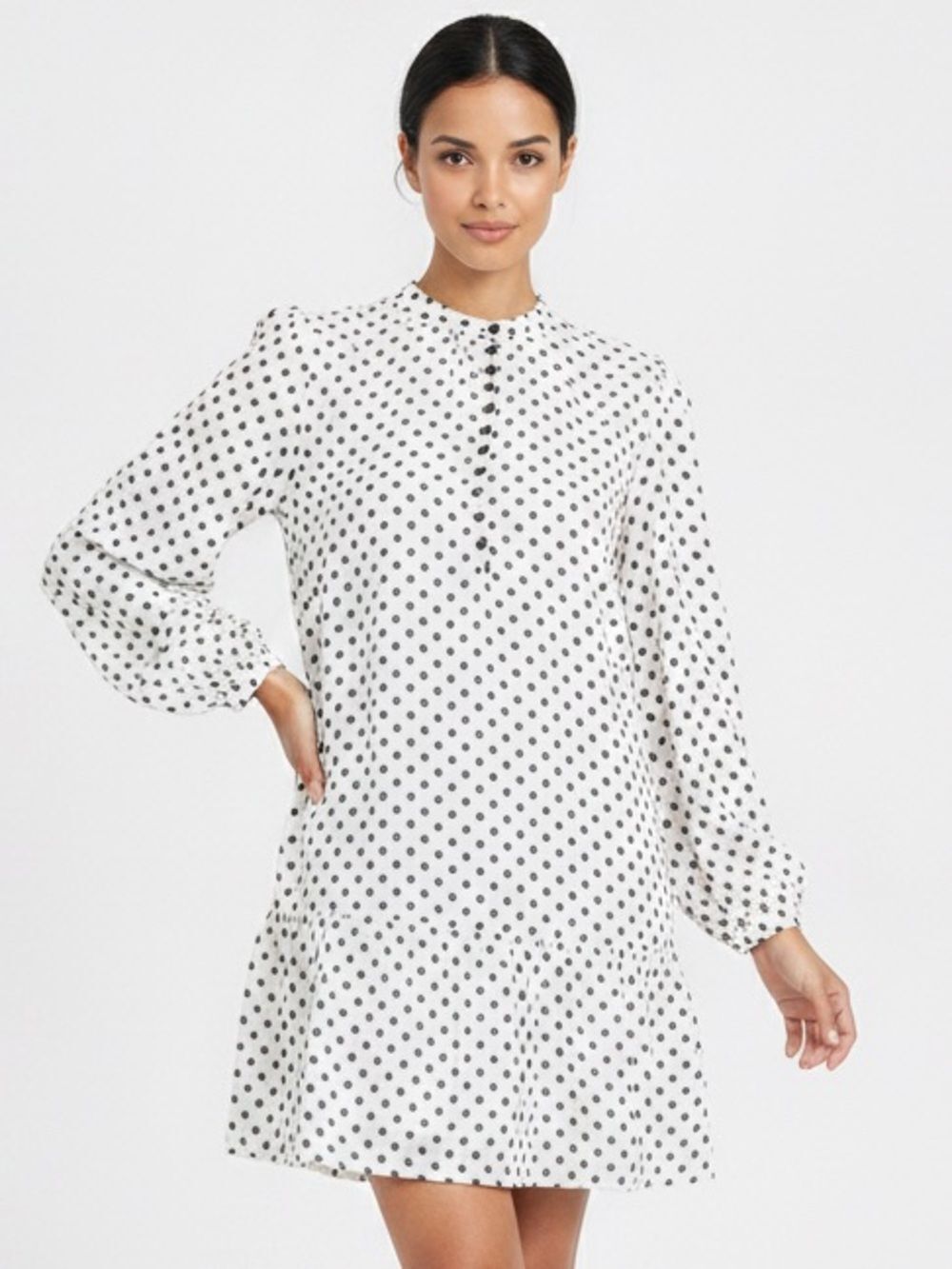 CROSBY BY MOLLIE BURCH | Fretland Long-Sleeve Dress White/Black Women’s Size XS
